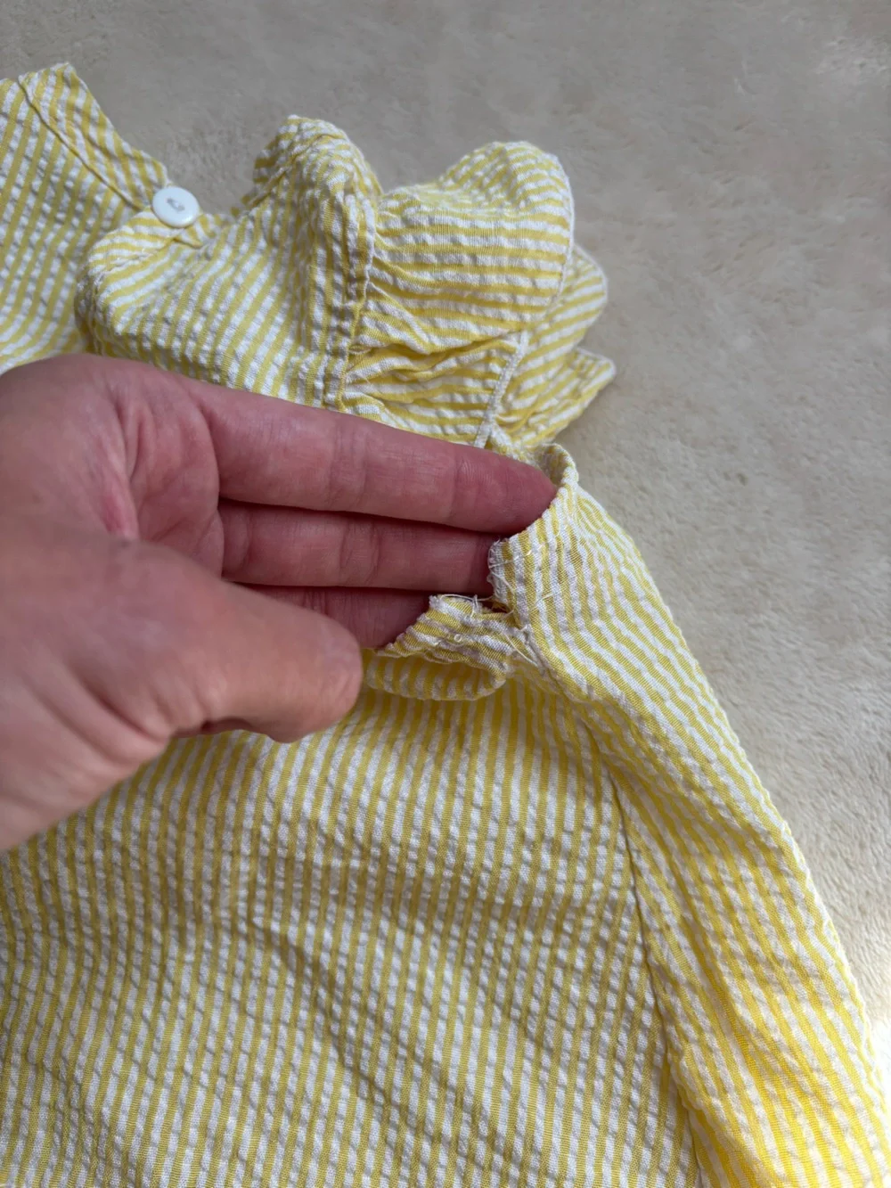 Badgley Mischka 3-6m baby set Seersucker Ruffle Dress Bloomers Quilted Sleeper